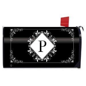 Briarwood Lane Mailbox Cover  - Standard Size - Black and White Monogram P Mailbox Cover - 1 of 2
