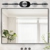 DOMETOUR 35' Modern Minimalist LED Bathroom Vanity Light, 5 Bulb Crystal Sand Acrylic Shades, Wall Mounted Fixture, Suitable for Mirror (Black) - 2 of 4