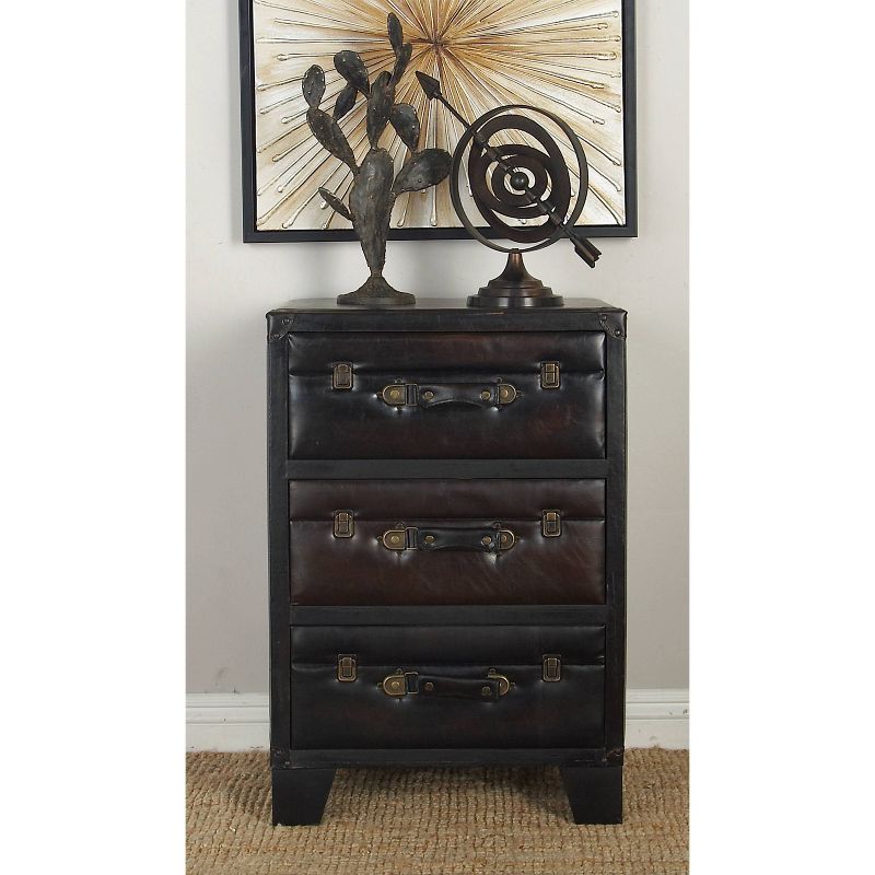 Traditional Wood and Faux Leather Cabinet Dark Brown - Olivia &#38; May, 1 of 20