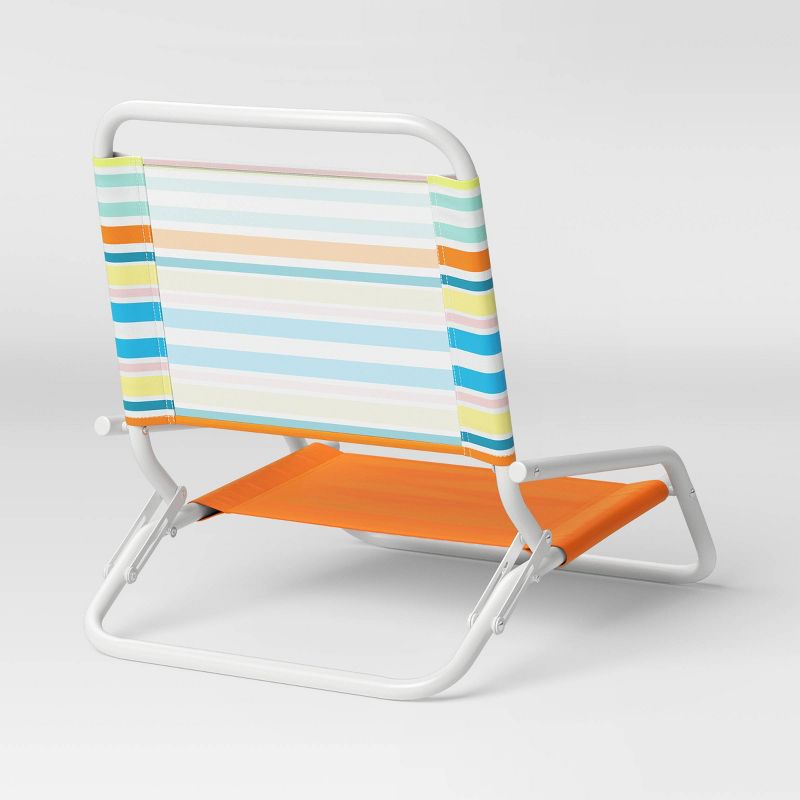 Recycled Fabric Sand Outdoor Portable Beach Chair Multi-Striped Rainbow - Sun Squad&#8482;, 3 of 5