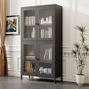 Classic Metal Storage Cabinet, Display Cabinet With 4 Glass Doors 4 Shelves, Bookcase Shelves For Home Office-Cuddlewood - 3 of 4
