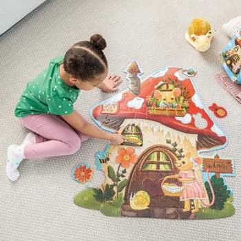 Peaceable Kingdom Giant Floor Puzzles with Uniquely Fun Shaped Pieces for Kids Ages 3+ Gifts for Girls and Boys - Mushroom House