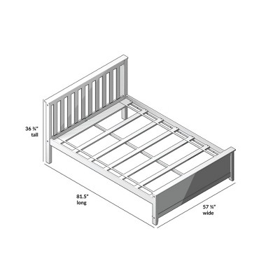 Pecan Pine Full Platform Bed with Slatted Headboard