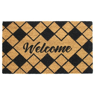 Raj Tufted Diamond Welcome Doormat Black/Natural