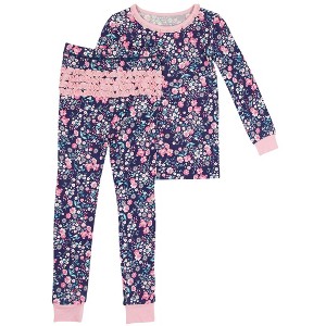 RuffleButts SoftSnooze Toddler Girls Ruffle Long Sleeve Pajama Set - 1 of 4