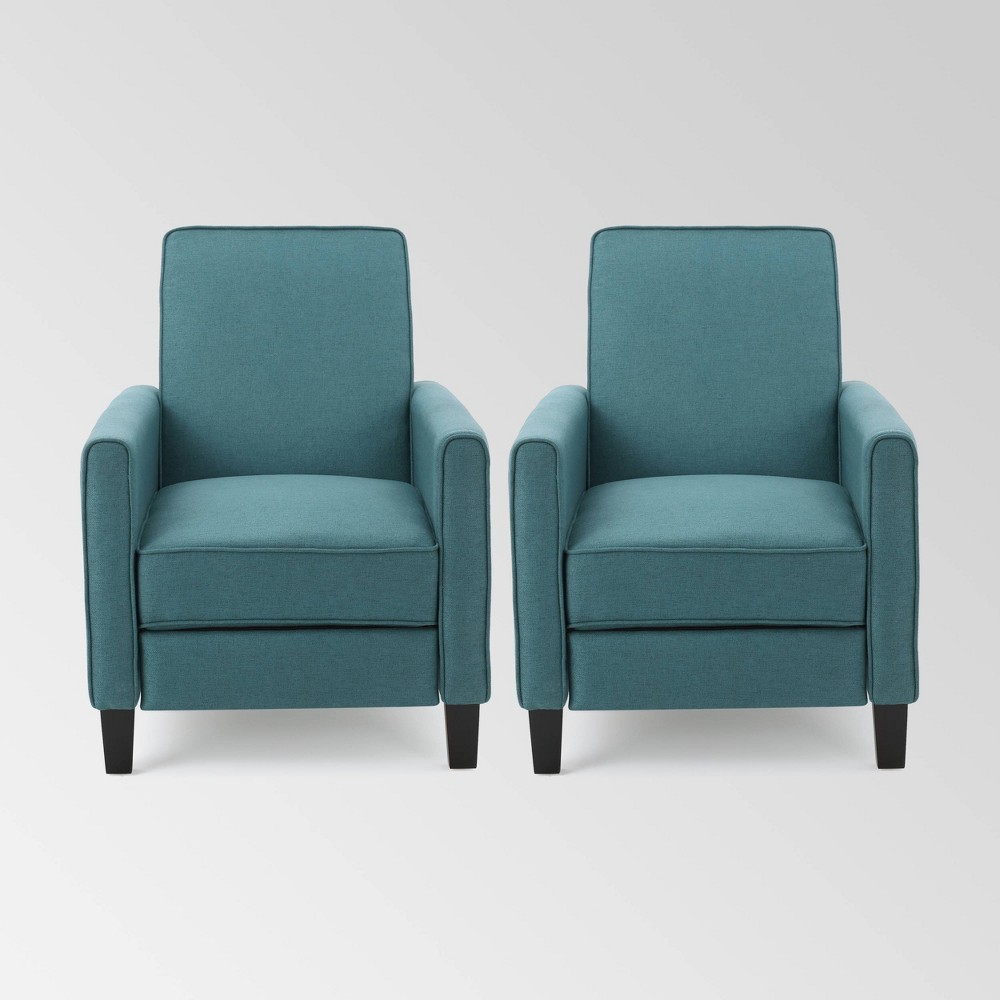 Photos - Coffee Table Set of 2 Darvis Contemporary Press-Back Recliners Dark Teal - Christopher