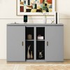Queen Size Murphy Bed with Shelves, Cabinets and USB Ports, White/Gray, 4A -ModernLuxe - 3 of 4