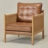 KINWELL Mid-Modern Accent Chair with Jute Rope Arms & Top-Grain Leather Upholstery - 3 of 4