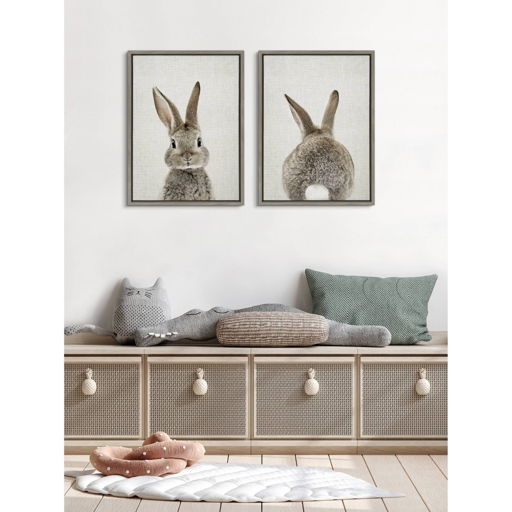 Photos - Other Decoration  18" x 24" Sylvie Bunny Portrait and Tail by Amy Peterson Framed Wall Canvas Set Gray - Kate & Laurel All Things D(Set of 2)
