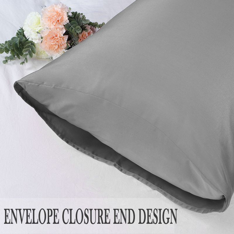4 Pcs Queen 20"x30" Silk Satin Luxury Cooling Pillowcase Grey - PiccoCasa, 5 of 7