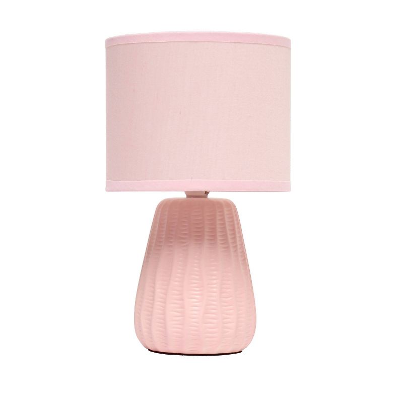 11.02" Mini Modern Ceramic Pastel Accent Bedside Table Desk Lamp with Matching Fabric Shade Periwinkle - Simple Designs, 1 of 10