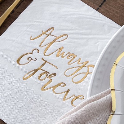 Always & Forever White and Gold 72 Piece Party Tableware Set