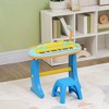 Infurnic Baby Activity Gyms Kids Piano Toy Keyboard, Electronic Music Educational Instrument with Microphone and Stool, Blue, 23"*9.8"*24.8" - 2 of 4
