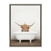 Kate and Laurel Sylvie Highland Cow and Duckling in Rustic Bath Framed Canvas by Amy Peterson Art Studio, 18x24, Gray - 2 of 4