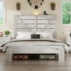 NicBex All Size Farmhouse Wooden Bed Frame with Slat Headboard & Charging Station,High back Platform Bed,No Box Spring Needed - 3 of 4