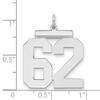 Black Bow Jewelry Sterling Silver, Athletic Collection, Large Polished Number 62 Pendant - 2 of 3