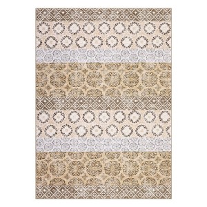 Modern Washable Area Rug for Living Room, Floral Pattern Floor Rug with Non Slip Backing, Low Pile Stain Resistant Floor Carpet - 1 of 4