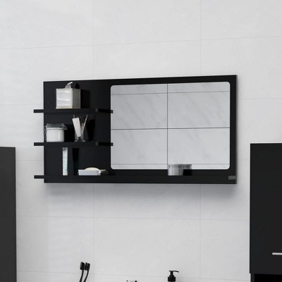 CLIHOME Mirror Engineered Wood, Acrylic Medium Bathroom Mirror Cabinet with 3 Shelves