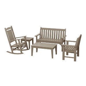 WestinTrends Malibu 5-Piece HDPE Outdoor Patio Furniture Couch and Rocking Chair Set - 1 of 4