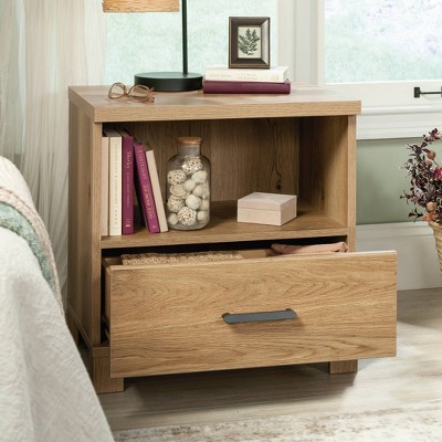 Timber Oak 1-Drawer Nightstand with Open Shelf