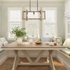 LNC Quaint 3-Light 21.5" Farmhouse Rectangle Medium Chandelier, Rustic Brown and Distressed  White Wood - 4 of 4