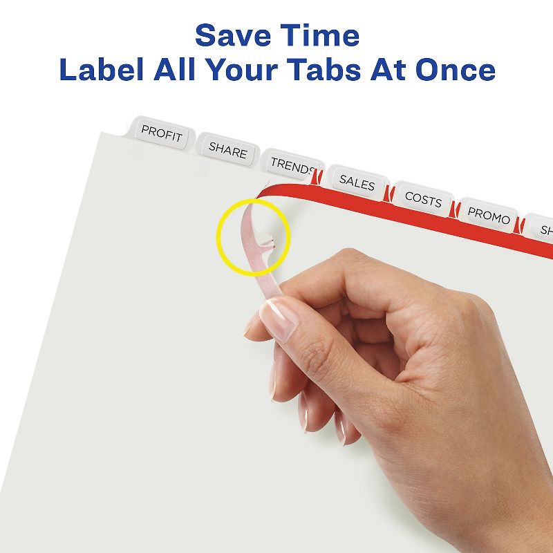 Avery Print & Apply Clear Label Dividers w/White Tabs 8-Tab 11 1/4 x 9 1/4 5 Sets 11441, 5 of 9