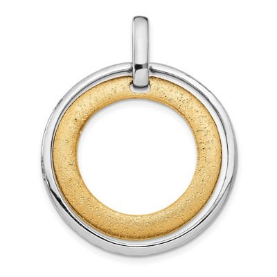 Black Bow Jewelry Sterling Silver & 24k Gold Tone Plated Bent Circle Pendant, 30 x 37mm