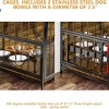 Rustic Black Large Dog Crate Furniture with Adjustable Raised Feeder, Heavy Duty Dog Kennel with Bowls, Indoor Pet Crate Table-The Pop Home - 4 of 4