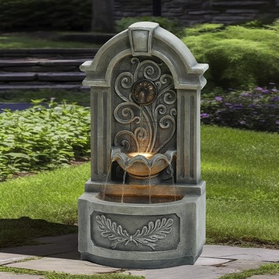 Gray Resin Classical Freestanding Outdoor Water Fountain with Lights