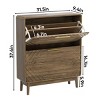 Mid-Century Modern Walnut Shoe Cabinet with 2 Flip Drawers,31.5" Freestanding Entryway Organizer for Hallway & Foyer-Baofuwish - 4 of 4