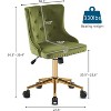 VINGLI Olive Green Velvet Armless Office Desk Chair with Gold Base/Wheels, Small Cute Vanity Chair with Back,Adjustable Rolling Nail Chair - 2 of 4