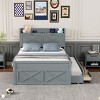 Wooden Trundle Bed with Storage Drawers,USB Charging,Space Saving Kids Furniture-Maison Boucle - 2 of 4
