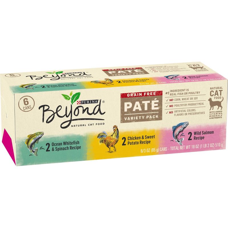 Purina Beyond Grain Free Pat&#233; White Fish, Chicken, Vegetable &#38; Salmon Premium Wet Cat Food - 3oz/6ct Variety Pack, 4 of 6