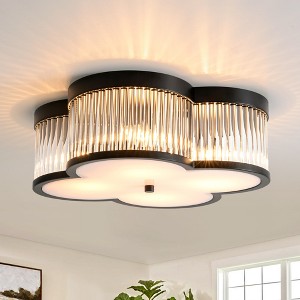 Rennnsan Colton 15.75" 4-Light Glass Ceiling Light Mid-Century Modern Black Flush Mount Light - 1 of 4
