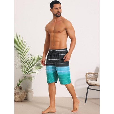 Мужские шорты INSPIRE CHIC Men's Striped Drawstring Waist Vacation Long Board Shorts with Pockets 32 Navy Blue — фото 5
