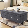 Hooseng End of Bed Storage Bench Safety,  PU Storage Bench with Button Tufted, Storage Ottoman Bench with Flipping Lid and Storage - 2 of 4