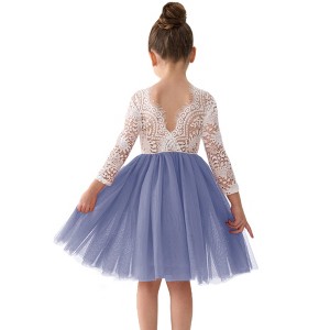 bluish grey dress Elegant Gray Blue Evening ET3010 Size 20W / Blue gray shade Bluish-gray embroidered tulle dress 