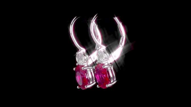 Created Ruby and Created White Sapphire Leverback Drop Earrings in Sterling Silver - Red/White, 2 of 3, play video