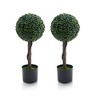 COZONY 24/35 Inch Artificial Topiary Ball Trees (Set of 2), Faux Topiary for Indoor & Outdoor Decor - 2 of 4