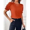 Coolmee Women Summer Blouse Casual Puff Short Sleeve Tops Fashion Crew Neck Tunic Shirts - 2 of 4