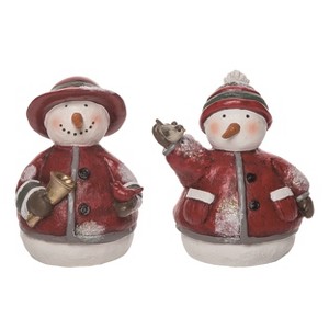 Transpac Resin Quilted Snowman Figurine Set of 2 Christmas Home Decorations - 1 of 1
