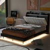 Full Size Platform Bed Frame No Box Spring Needed Farmhouse Bed with LED Light Strips Headboard Storage Space 2 USB Charging Ports for Bedroom Blcck - 3 of 4