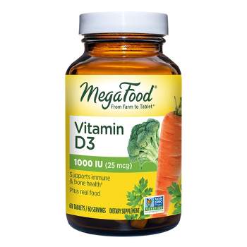 MegaFood Vitamin D3 1000 IU for Bone Health & Immune Support Vegetarian Tablets - 60ct