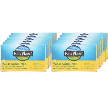 Wild Planet Wild Sardines in Extra Virgin Olive Oil with Lemon Lightly Smoked - Case of 12/4.4 oz