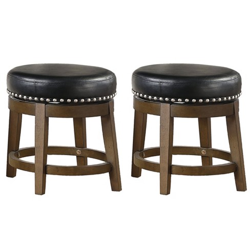 Lexicon Whitby 18 Inch Dining Height Wooden Bar Stool With Solid Wood Legs And Faux Leather Round Swivel Seat Kitchen Barstool Dining Chair 2 Pack Target