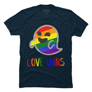 Adult Design By Humans Happy Ghost Love Wins Pride By T-Shirt - 1 of 2
