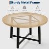 47 in Round Dining Table for 4, Wooden Circle Dinner Table, Heavy Duty Metal Pedestal, Round Pedestal Kitchen Tables for Dining Room - 3 of 4