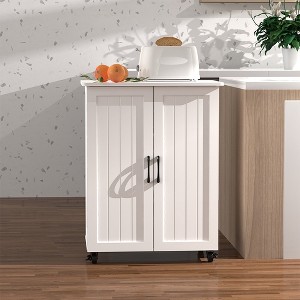 Kitchen Island with Storage,Portable Kitchen Island on Wheels,Compact Rolling Cabinet & Moveable Side Table - 1 of 4