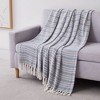 Southshore Fine Living Agadir Collection 100% Cotton Bed Blanket hearing bone stripe pattern - 3 of 4