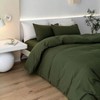 100 Washed Cotton Duvet Cover Set, King Size, Olive Green - 4 of 4